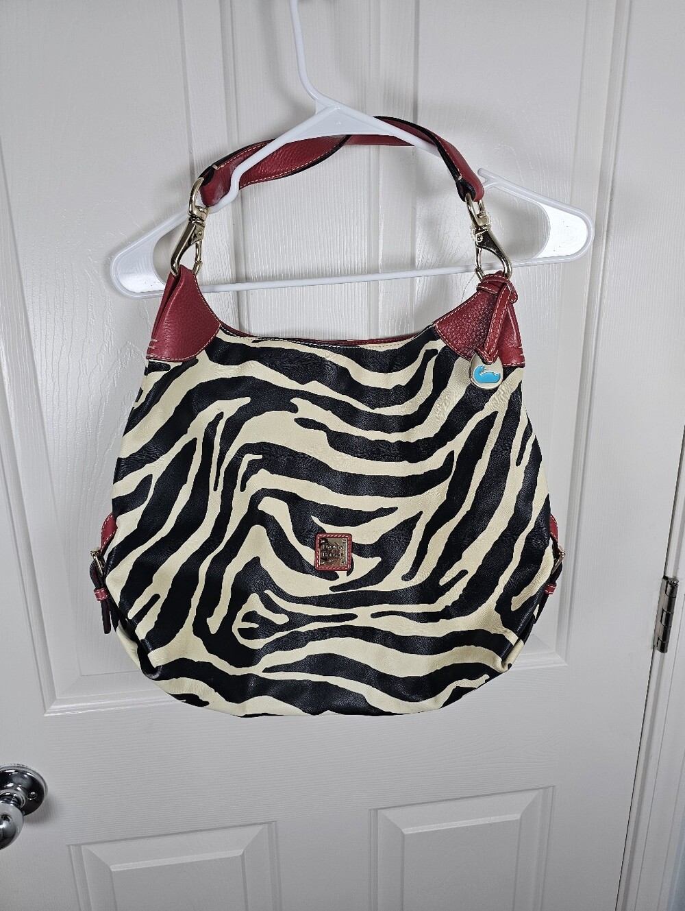 Dooney & Bourke zebra print hobo shoulder Medium bag Purse Y2k